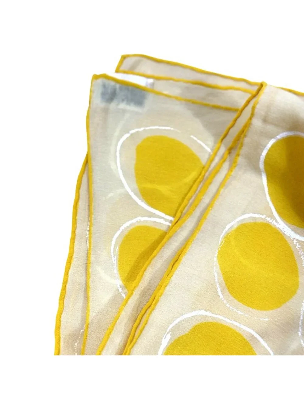 Vintage 1960s Vera Neumann Women’s Yellow Abstract Circle Silk Scarf 29x29
